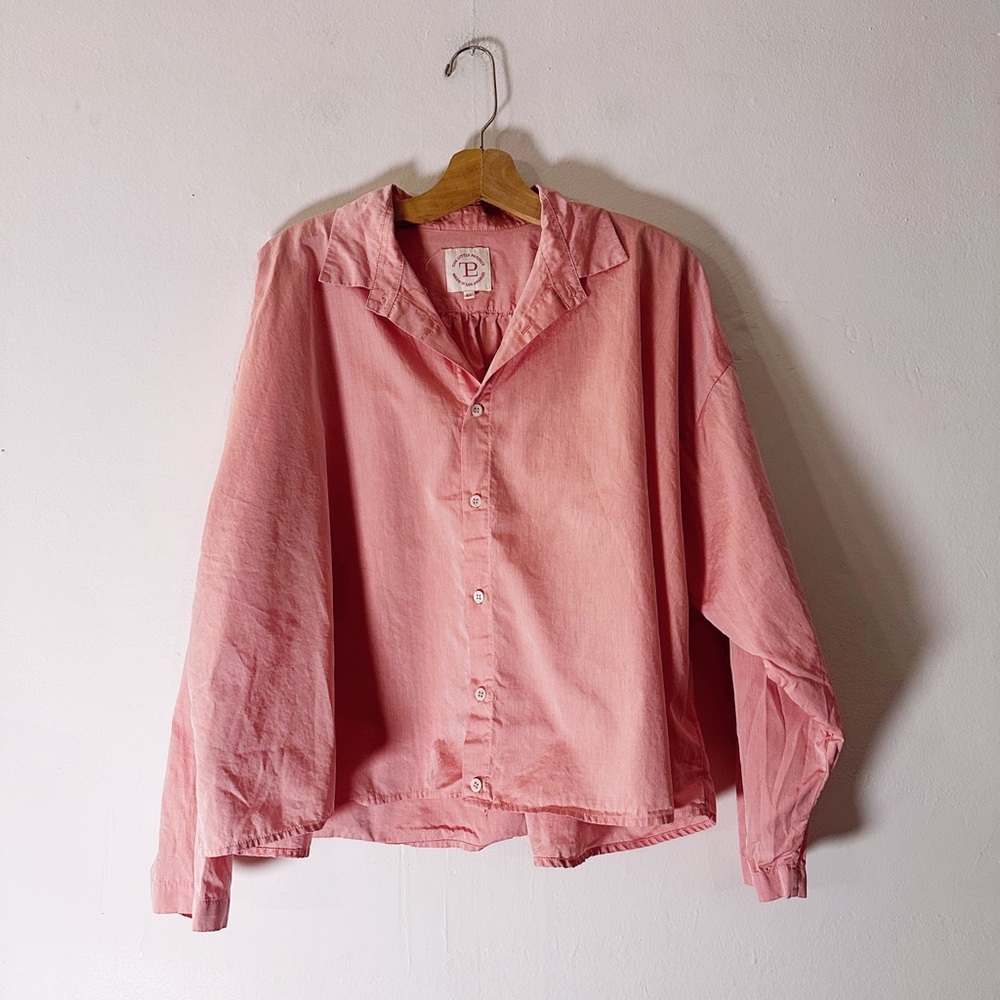 The Little Project Pennington Shirt Cotton Long Sleeve Blouse Straight Cropped - Picture 2 of 6
